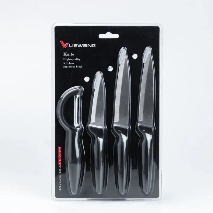 Набір кухонних ножів 3 штук + овочечистка Чорний (HP27480B) - зображення 2