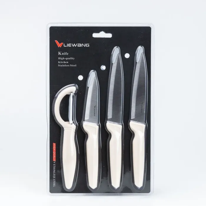 Набір кухонних ножів 3 штук + овочечистка Білий (HP27480W) - зображення 2