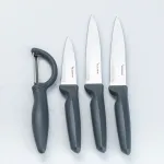 Набір кухонних ножів 3 штук + овочечистка Сірий (HP27480C)