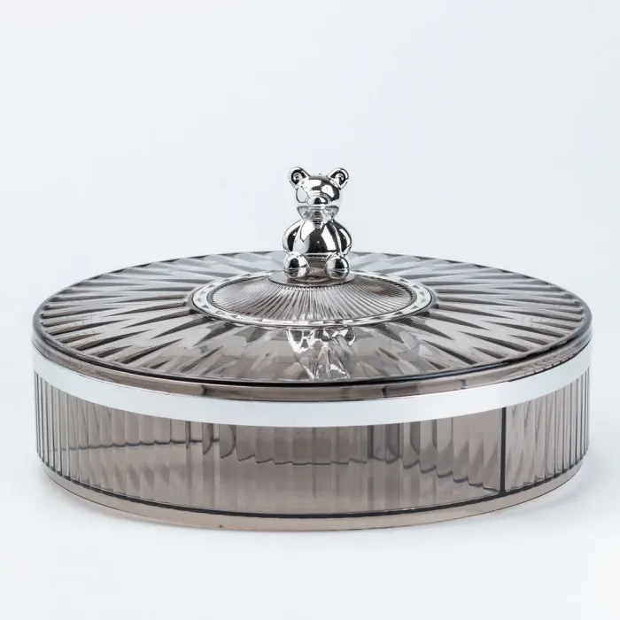 Цукерниця пластикова на 4 відділення менажниця діаметр 26 см Сіра (HP48629S) - зображення 1