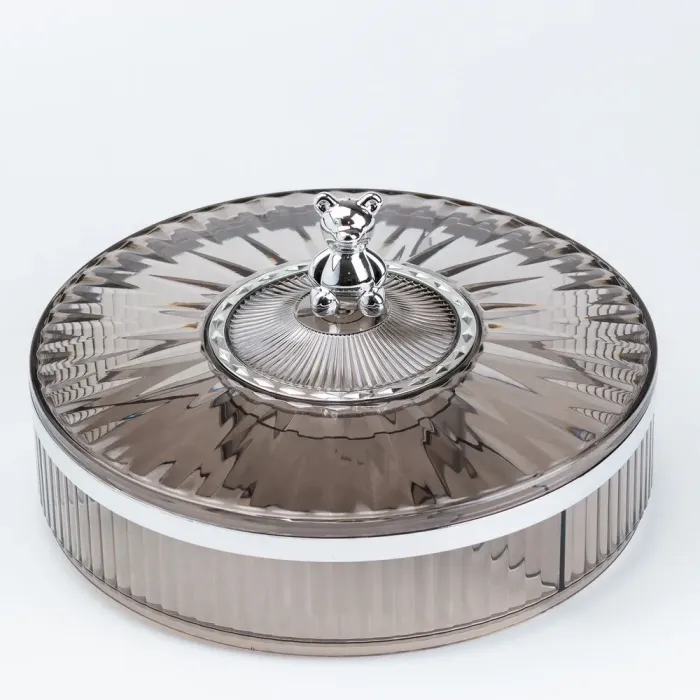 Цукерниця пластикова на 4 відділення менажниця діаметр 26 см Сіра (HP48629S) - зображення 3