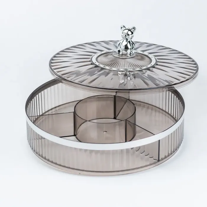 Цукерниця пластикова на 4 відділення менажниця діаметр 26 см Сіра (HP48629S) - зображення 2