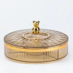 Цукерниця пластикова на 4 відділення менажниця діаметр 26 см Золота (HP48629G)
