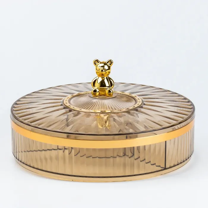 Цукерниця пластикова на 4 відділення менажниця діаметр 26 см Золота (HP48629G) - зображення 1