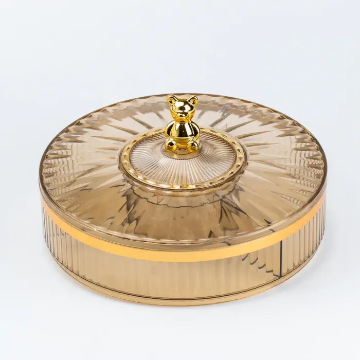 Цукерниця пластикова на 4 відділення менажниця діаметр 26 см Золота (HP48629G) - зображення 4