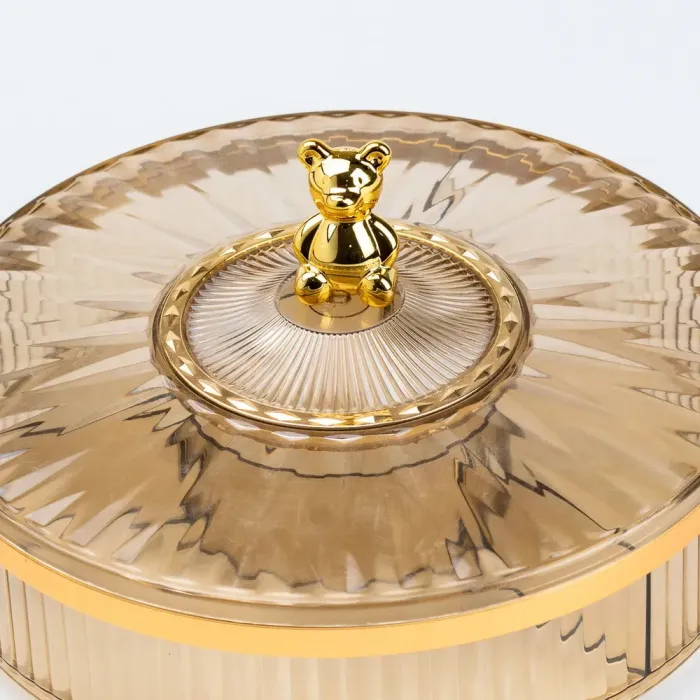 Цукерниця пластикова на 4 відділення менажниця діаметр 26 см Золота (HP48629G) - зображення 3