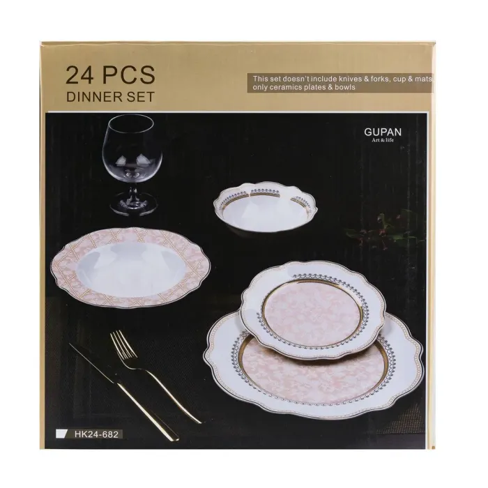 Столовий сервіз тарілок 24 штуки керамічних на 6 персон Білий з квітами (HP23411) - зображення 7