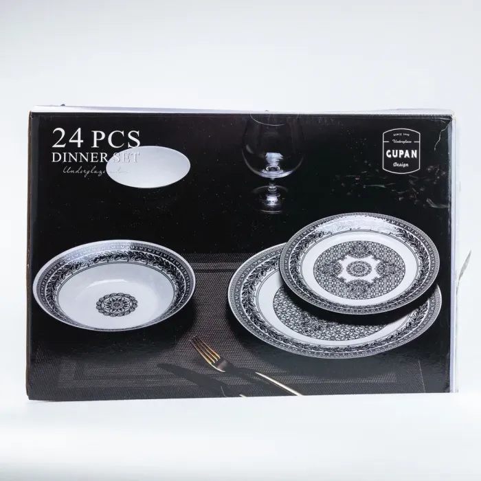 Столовий сервіз тарілок 24 штуки керамічних на 6 персон Синій (HP23416) - зображення 8