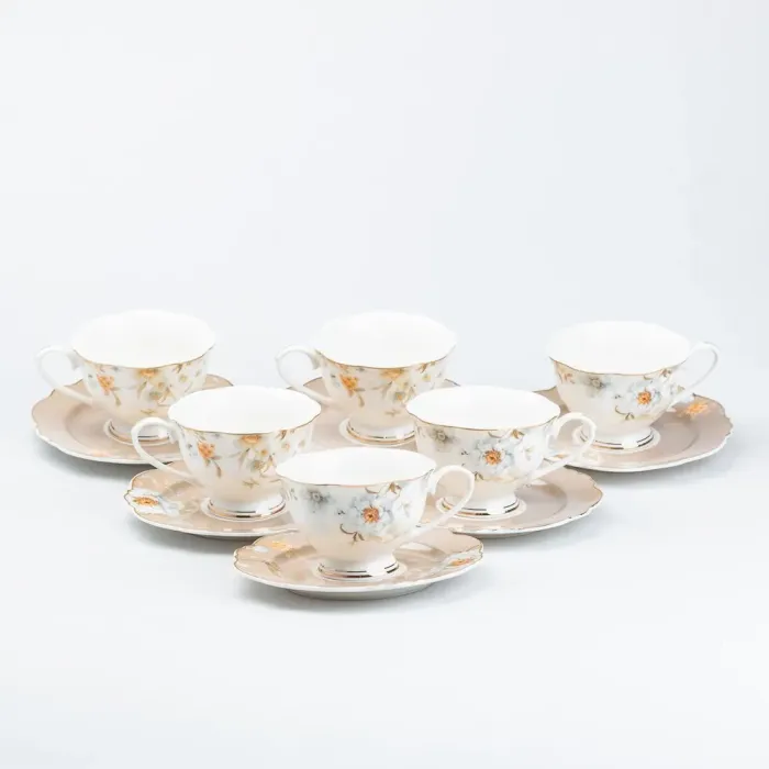 Набір чашок із блюдцями керамічні 6 штук сервіз чайний кавовий на 6 персон (HP23412) - зображення 1