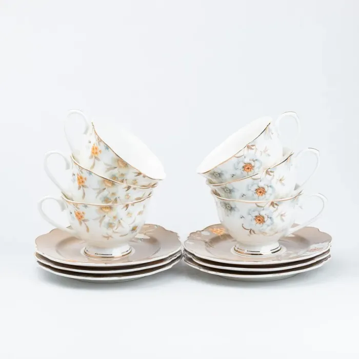 Набір чашок із блюдцями керамічні 6 штук сервіз чайний кавовий на 6 персон (HP23412) - зображення 2