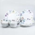 Столовий сервіз тарілок 24 штуки керамічних на 6 персон білий квіти (HP23408)