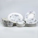 Столовий керамічний сервіз на 6 персон на 30 предметів білий з квітами (HP23421)