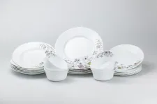 Столовий сервіз тарілок 24 штуки керамічних на 6 персон Білий з розписом квіти (HP23407)