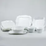 Столовий сервіз 26 квадратних керамічних тарілок Білий (HP23406)