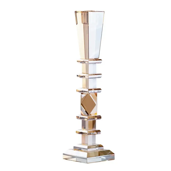 Оригінальний Підсвічник скляний високий 28см Золотистий (HP36555L) - зображення 1