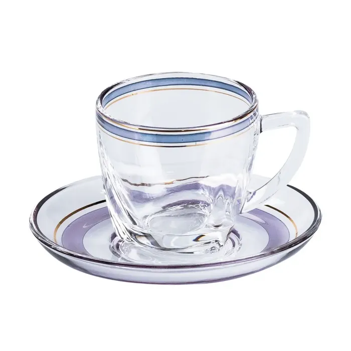 Чашка со блюдцем стеклянные прозрачные набор на 6 человек (HP569) - изображение 2