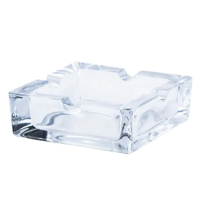 Попільничка скляна оригінальна велика квадратна прозора (HP581) - зображення 3