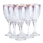 Набір келихів для шампанського високий скляний набір 6 шт із фіолетовим обідком (HP548)