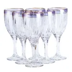 Набір келихів для шампанського високий скляний набір 6 шт із сірим обідком (HP549)