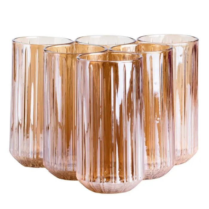 Стакан для воды и сока прозрачный с оранжевым оттенком. (HP525) - изображение 1