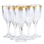 Набір келихів для шампанського високий скляний набір 6 шт із золотистим обідком (HP547)