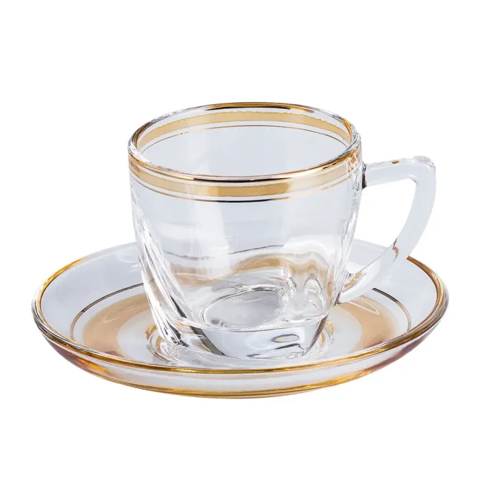 Чашка со блюдцем стеклянные прозрачные набор на 6 человек (HP570) - изображение 2