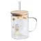 Чашка скляна з дерев'яною кришкою та трубочкою Написи (HP7214B)