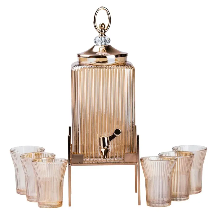 Лимонадниця на металевій підставці з краном для напоїв в комплекті з 6-ма склянками (HP4167) - зображення 2