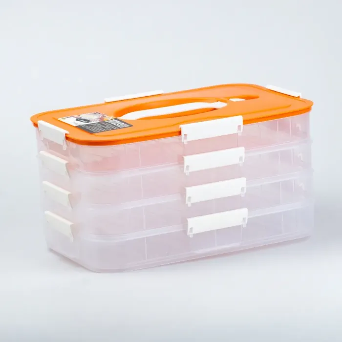 Контейнер для їжі багаторівневий для заморожування та зберігання продуктів у холодильнику 16.5 см Помаранчовий (HP50656P) - зображення 1