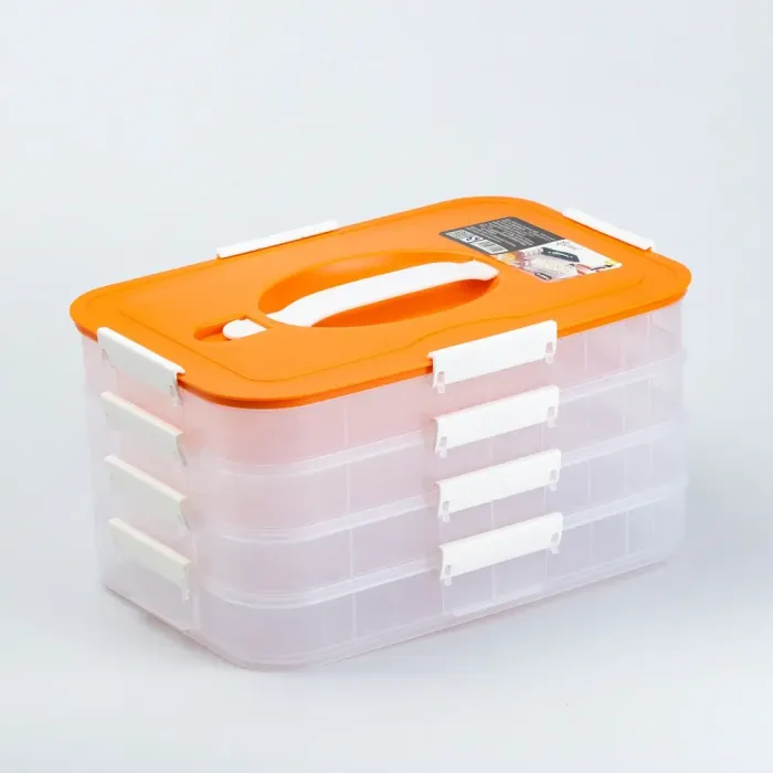Контейнер для їжі багаторівневий для заморожування та зберігання продуктів у холодильнику 16.5 см Помаранчовий (HP50656P) - зображення 3
