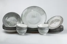 Столовий сервіз тарілок 24 штуки керамічних на 6 персон Сірий (HP23417)