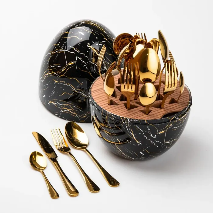 Набор столовых приборов на подставке на 6 персон 29 х 19.5 см хорошие столовые приборы 24 шт. - изображение 2