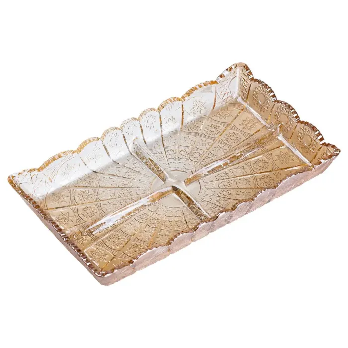 Блюдо для закусок на 4 секції прямокутна з товстого скла (HP5121) - зображення 1