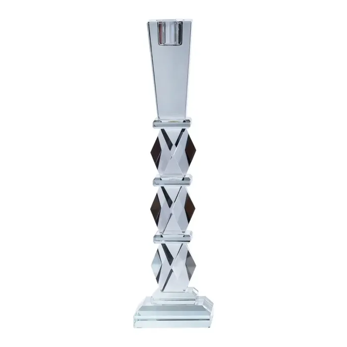 Подсвечник высокий стеклянный 28 см Серый (HP36556L) - изображение 2