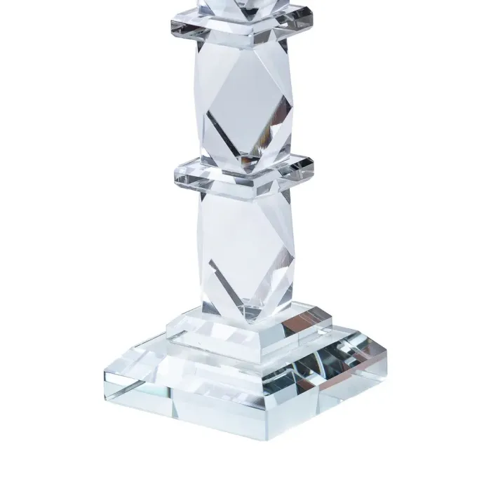 Подсвечник высокий стеклянный 28 см Серый (HP36556L) - изображение 3