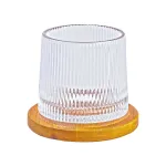 Склянка скляна прозора для віскі з дерев’яною підставкою (HP22362)