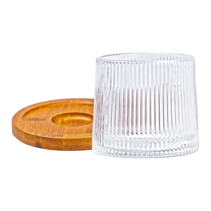 Стакан стеклянный для виски с деревянной подставкой (HP22362) - изображение 3