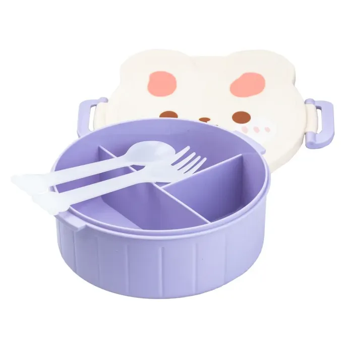 Ланч-бокс дитячий зі столовими приборами Rabbit 18*18*7 см бузковий (HP12270V) - зображення 3