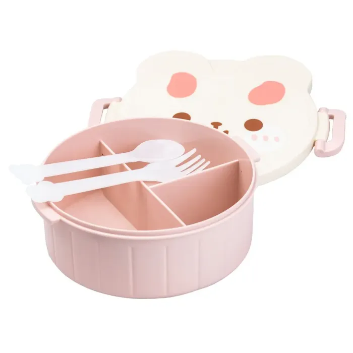 Ланч-бокс дитячий зі столовими приборами Rabbit 18*18*7 см рожевий (HP12270P) - зображення 2