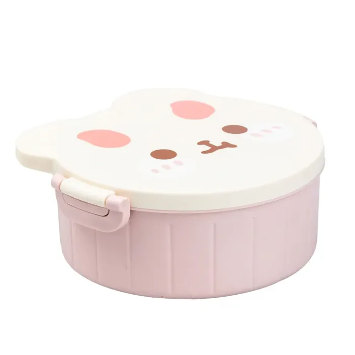 Ланч-бокс дитячий зі столовими приборами Rabbit 18*18*7 см рожевий (HP12270P) - зображення 3