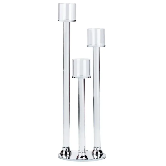 Подсвечник стеклянный высокий канделябр 36.5 – 47.0 – 56.5 см (HP36564) - изображение 3