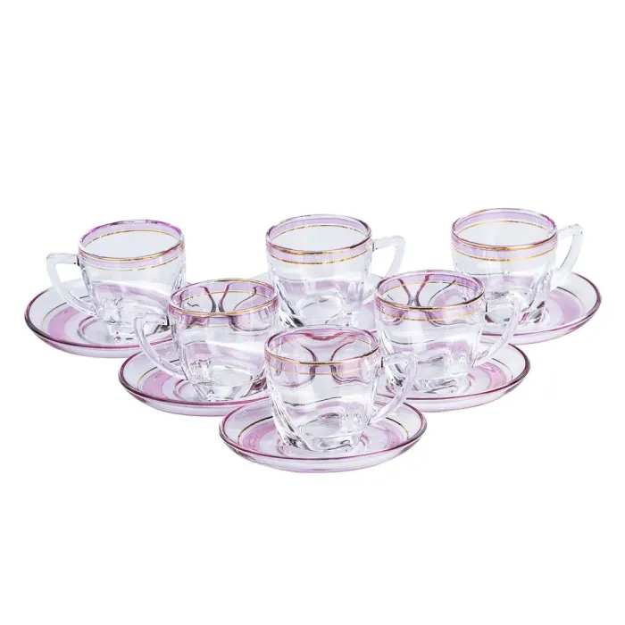 Чашка со блюдцем стеклянные прозрачные набор на 6 человек (HP571) - изображение 2