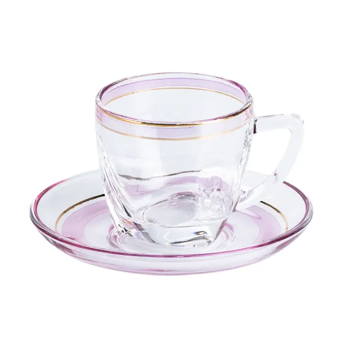 Чашка со блюдцем стеклянные прозрачные набор на 6 человек (HP571) - изображение 3