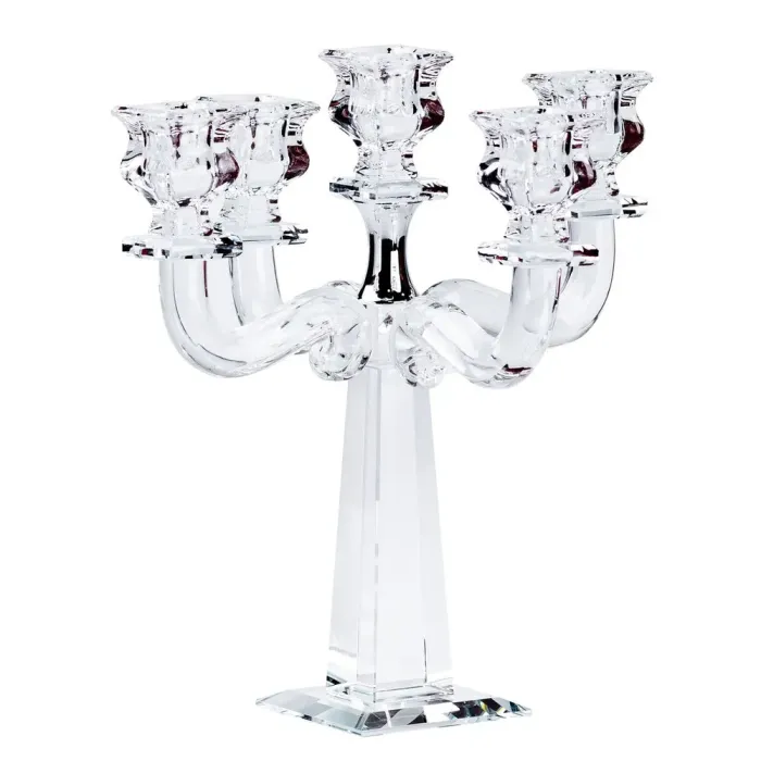 Свічник 26 см на 5 свічок канделябр скляний високий (HP36563) - зображення 1