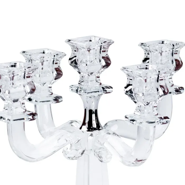 Свічник 26 см на 5 свічок канделябр скляний високий (HP36563) - зображення 6