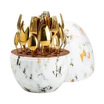 Набір столових приладів на 6 персон із нержавіючої сталі 24 штуки з підставкою "Яйце" (HP7884)