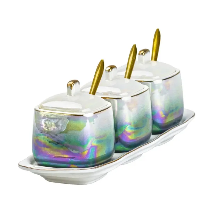 Керамічний набір для спецій із ложками на підставці 3 шт (HP6178) - зображення 2