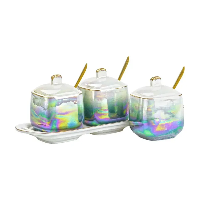 Керамічний набір для спецій із ложками на підставці 3 шт (HP6178) - зображення 5