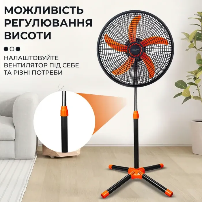 Напольный вентилятор электрический 3 скорости 5 лопастей Sokany (SK19015) - изображение 7