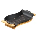 Керамічна страва на дерев'яній підставці для сервірування столу 39.5 х 20 х 6.5 см (HP20350B)